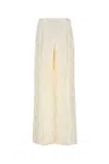 Fendi Pantalone Dalla Gamba Ampia In Seta Bianca Donna In White