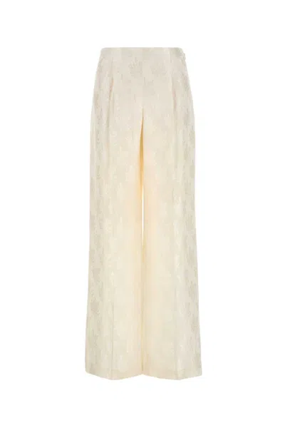 FENDI WHITE SILK WIDE-LEG PANT