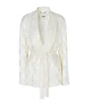 Fendi Jacquard Silk Blazer With Floral Motif In White