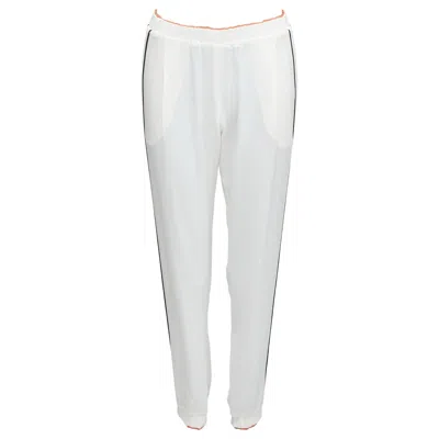 Pre-owned Fendi White Silky Black Orange Trims Casual Jogger Pants It36 Xxs