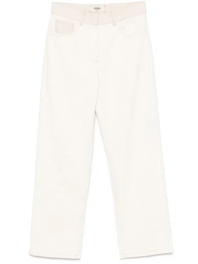 Fendi White Street Jeans Clothing In Crema