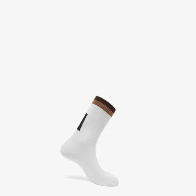 Fendi White Stretch Cotton Blend Socks