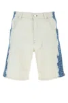 Fendi White Stretch Denim Bermuda Shorts