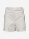 Fendi White Striped Cotton And Silk Shorts