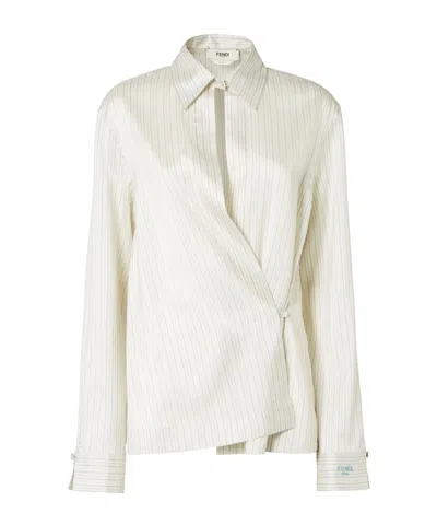 Fendi White Striped Silk Shirt