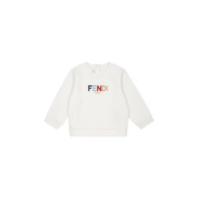 Fendi White Sweatshirt For Babykids With Logo