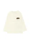 Fendi White T-shirt For Babykids With  Bear In White