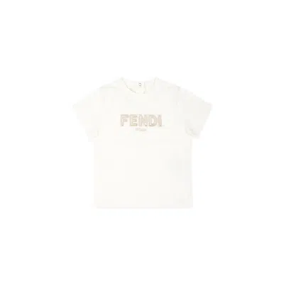 Fendi Babies' White T-shirt For Bbaykids With  Logo