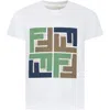 FENDI WHITE T-SHIRT FOR KIDS WITH ICONIC FF