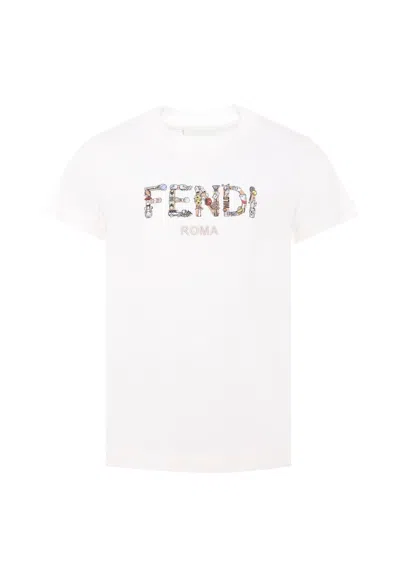 Fendi Kids' White T-shirt With Logo For Boy