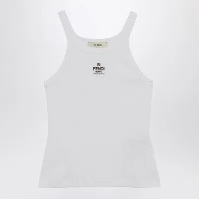 FENDI FENDI WHITE TANK TOP WITH LOGO WOMEN
