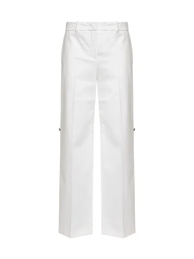 FENDI WHITE TECHNICAL CANVAS STRAIGHT-LEG TROUSERS