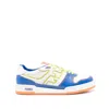 Fendi Men Leather Sneakers With Ff Lateral Logo In Blue
