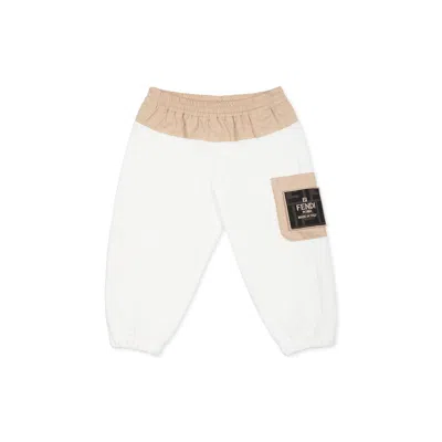 Fendi White Trousers For Baby Boy With Ff