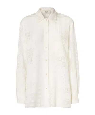 Fendi White Viscose And Silk Burnout Shirt
