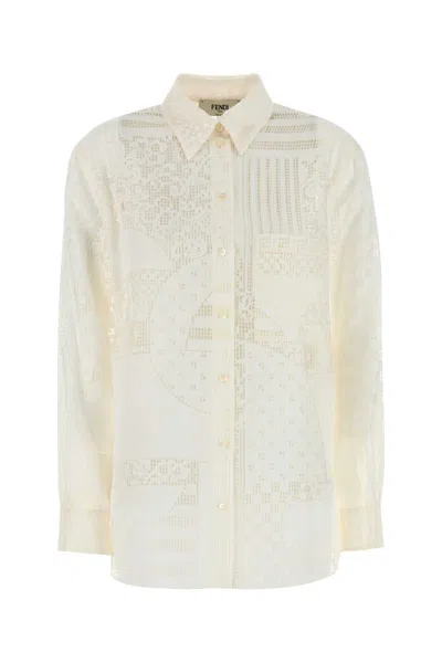 Fendi White Viscose Blend Shirt In Neutral