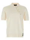 Fendi Ribbed Collar Polo Shirt With Short Sleeves In White