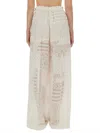 Fendi White Viscose Silk Trousers In Neutral