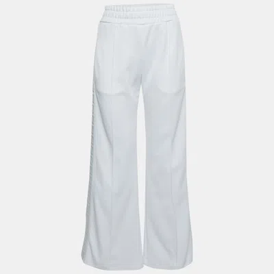 Pre-owned Fendi White Zucca Side Stripe Jersey Trackpants S