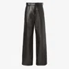 Fendi Wide Fit Pants In Leather In Black
