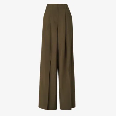 Fendi Wide Fit Pants In Wool And Mohair In Brown