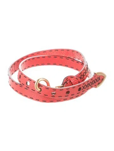 Pre-owned Fendi Wide Leather Belt In Red