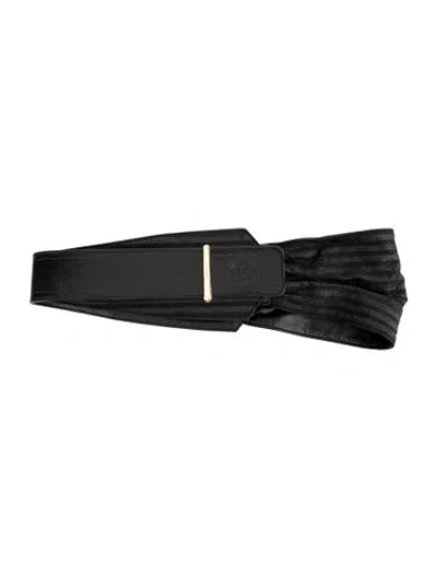 Pre-owned Fendi Wide Leather Waist Belt In Black