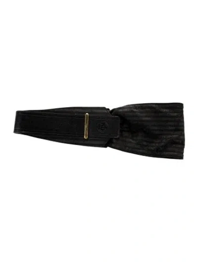 Pre-owned Fendi Wide Leather Waist Belt In Black