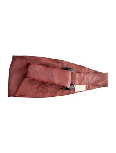 Pre-owned Fendi Wide Leather Waist Belt In Red