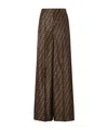 Fendi Ff Silk Twill Wide Leg Trousers Clothing In Brown