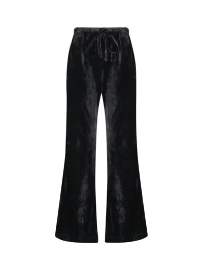 Fendi Wide-leg Drawstring Velvet Pants In Blue