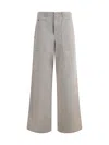 Fendi Wide Leg Denim Trousers With Multiple Pockets