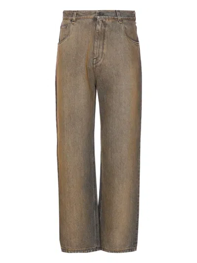 Fendi Faded Wash Trousers With Back Pockets And Belt Loops In Brown