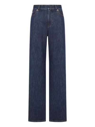 Fendi Wide Leg Jeans With 5 Pockets In Blue