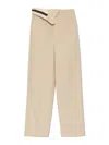 Fendi Wide Leg Gabardine Trousers With Cropped Length In Blanco