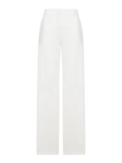 Fendi Women Wide Leg Pants In Fluid Cotton In White