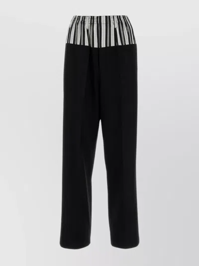 FENDI WIDE LEG TROUSERS WITH STRIPED SATIN INSERT