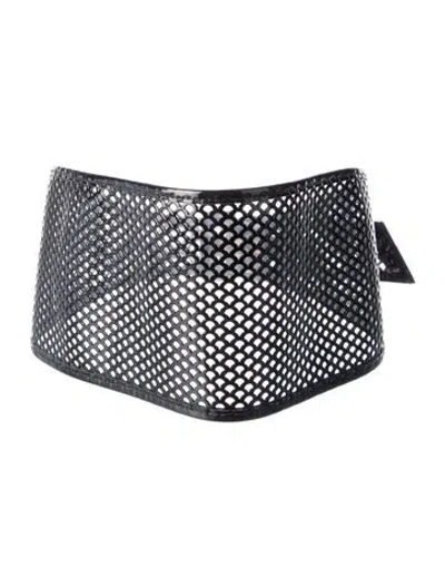 Pre-owned Fendi Wide Patent Leather Waist Belt In Black