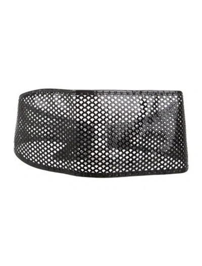 Pre-owned Fendi Wide Patent Leather Waist Belt In Black