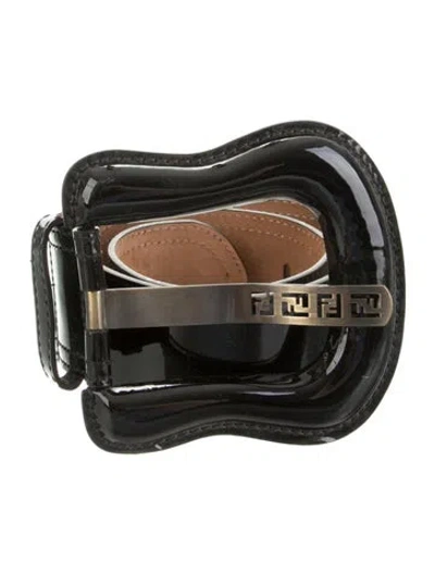 Pre-owned Fendi Wide Patent Leather Waist Belt In Black