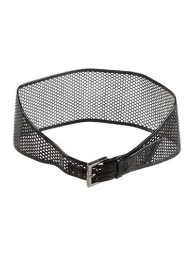 Pre-owned Fendi Wide Patent Leather Waist Belt In Black