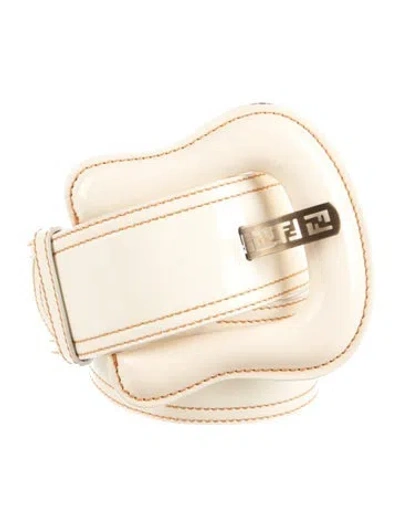 Pre-owned Fendi Wide Patent Leather Waist Belt In Neutrals