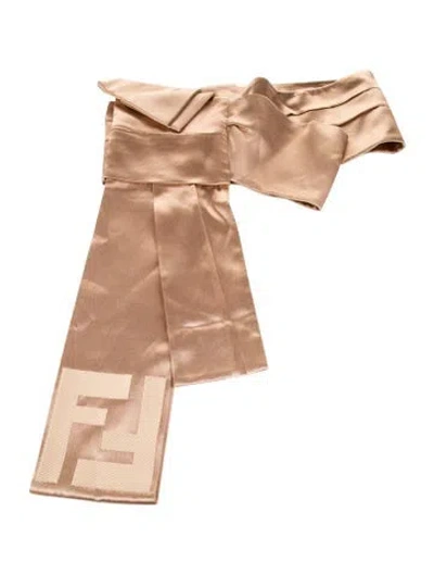 Pre-owned Fendi Wide Silk Waist Belt In Neutrals
