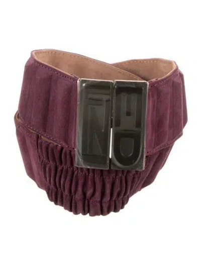 Pre-owned Fendi Wide Suede Waist Belt In Purple