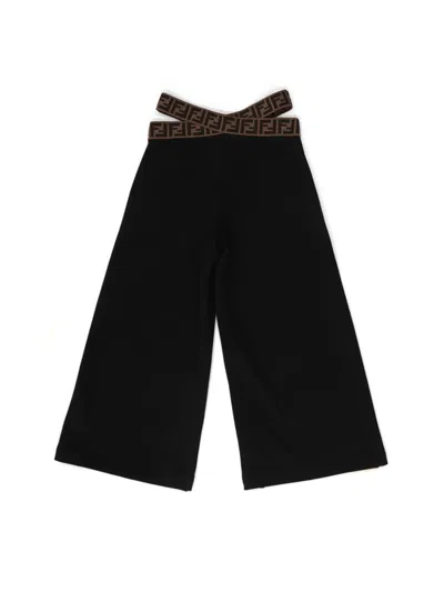 Fendi Wide Kids Sweatpants In Black