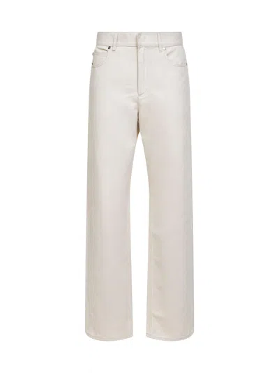 Fendi Wide-leg Cotton-linen Jeans In Ivory