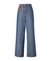 Fendi Wide-leg Five-pocket Trousers In Blue