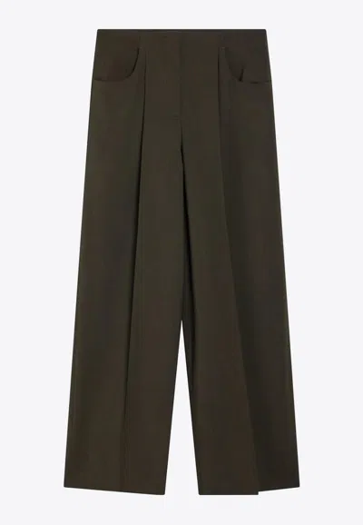Fendi Wide-leg Tailored Pants In Green