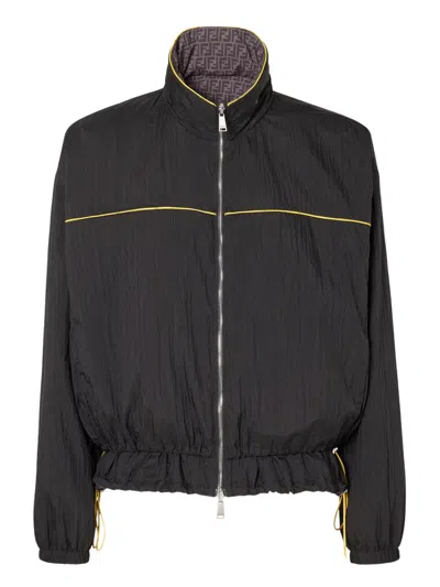 Fendi Windbreaker Technical Fabric In Black