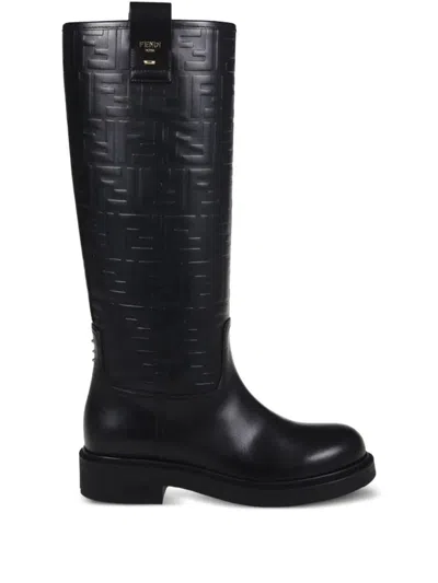 FENDI FENDI WIRE STAMPED FF MOTIF HIGH BOOTS SHOES
